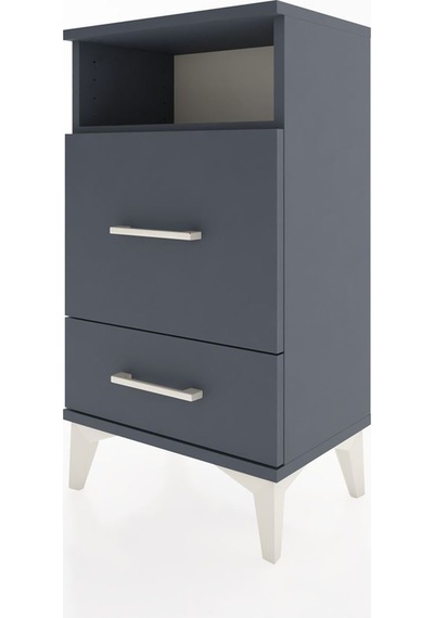 Arges Komodin Tek Raflı 2 Çekmeceli 44x30x80 Antrasit-antrasit Antrasit