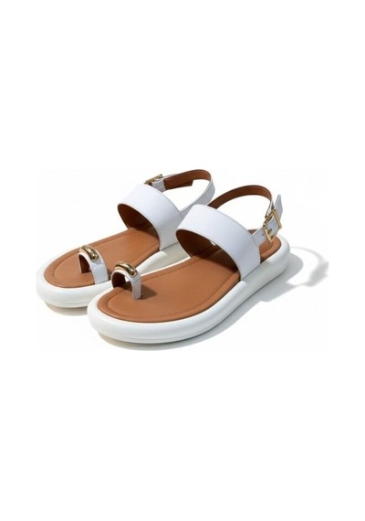 Ne&ve Shoes Beyaz Hakiki Deri Parmak Arası Arkadan Tokalı Kadın Günlük Sandalet