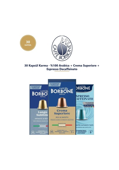 Caffe Borbone Arabica Superiore Decaf 30'lu Kapsül Kahve - Nespresso Uyumlu, Keşif Avantaj Paketi