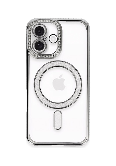 Apple iPhone Uyumlu  Uyumlu 16 Kılıf Joke Simli Magneticsafe Kılıf - Gri