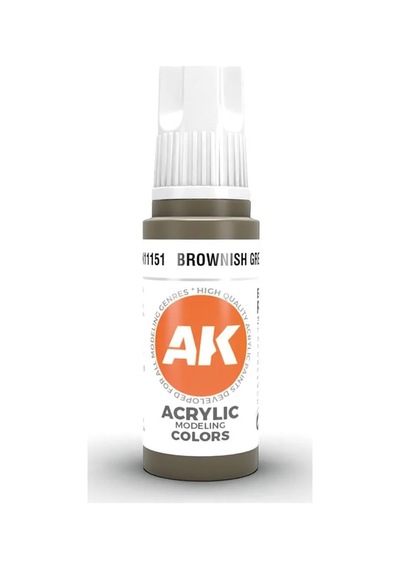 Ak Interactive 11151, 17 Ml. 3gen Brownish Green Maket Boyası Standart
