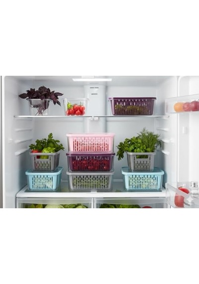 Lı Süzgeçli Fresh Saklama Kabı Seti 1.6 Lt Plastik Saklama Set 6 Adet Diğer