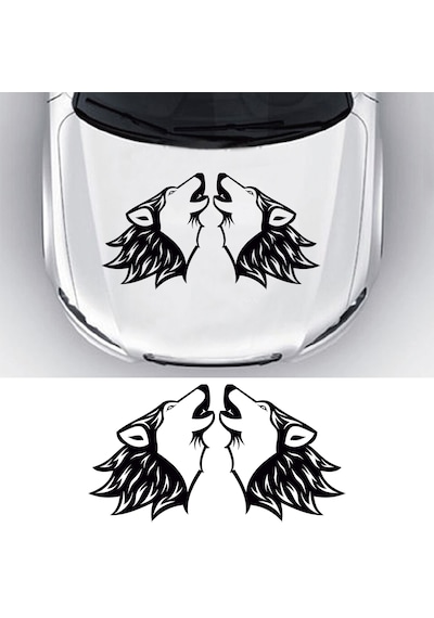 Uluyan Bozkurt Sticker, Oto Sticker, Kelebek Cam Sticker 30x27 Cm-sağ Sol Takım