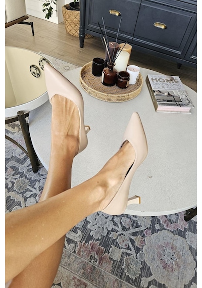 10 1896 Topukla Kadın Kadeh Topuklu 6 Cm Topuklu Stiletto Ayakkabı Ten