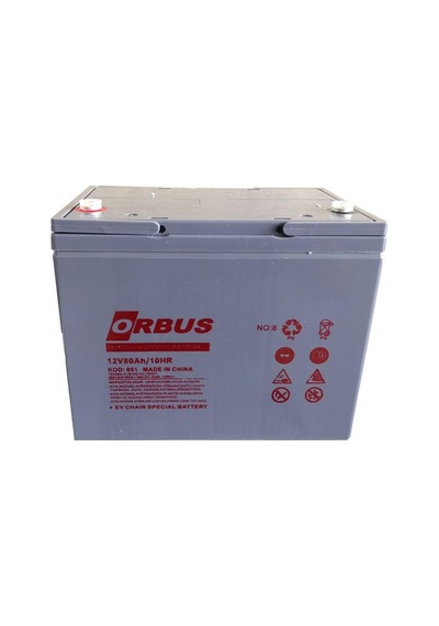 Orbus 12v 80 Ah Engelli Araç Aküsü Jel (260 X 170 X 205) (24 Kg)