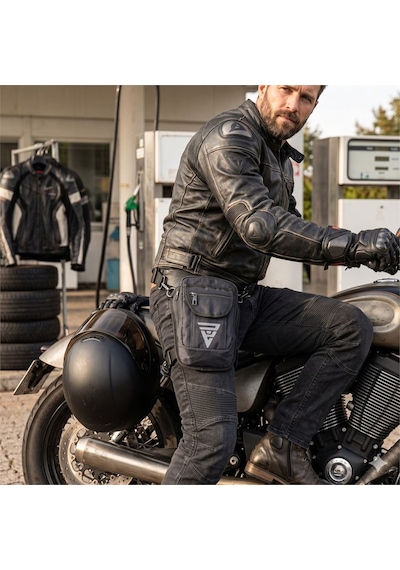 Çanta Yurdu Su İtici Krinkıl Kumaşlı Motosiklet Bacak Çantası - Reflektörlü Siyah