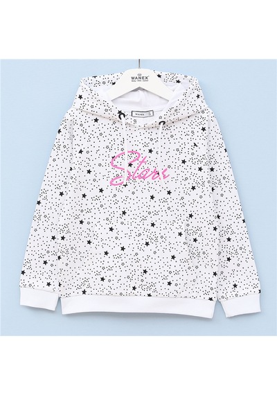 Wanex Kız Çocuk Uzun Kol İnce Kapüşonlu Sweatshirt - 31703 Desenli
