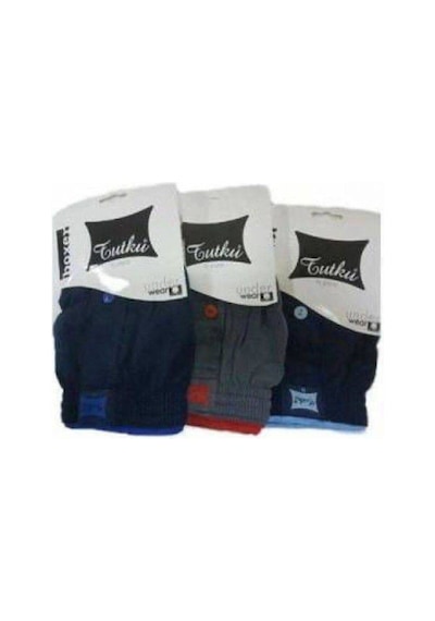 Tutku 3'lu Paket Erkek Penye Boxer %100 Cotton Karışık Renk Çok Renkli