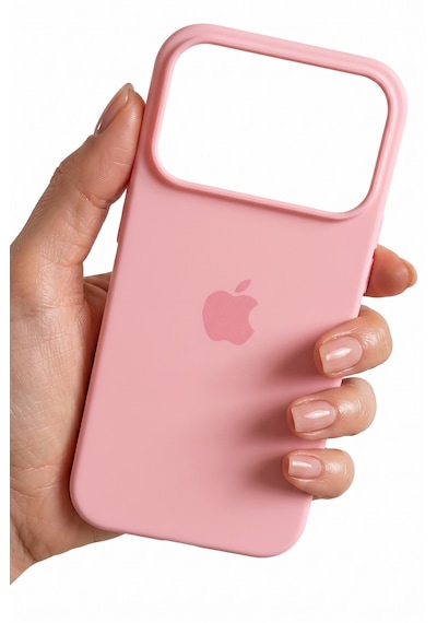 Iphone 17 Pro Uyumlu Kılıf Logolu Lansman Soft Yumuşak Içi Kadife Silikon Kapak Pembe