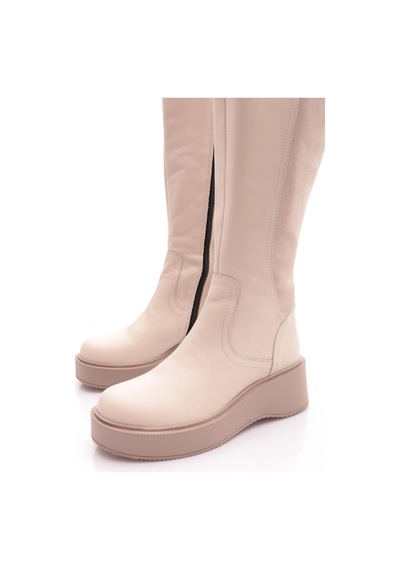 Dgn 22535-22k Kadin Kalin Taban Fermuarli Knee High Çizme Beyaz Kırık