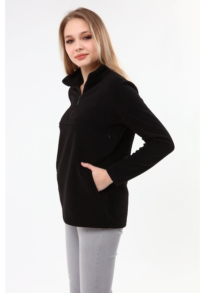 Luvmabelly Myra4550 Fermuarlı Emzirme Polar -Siyah