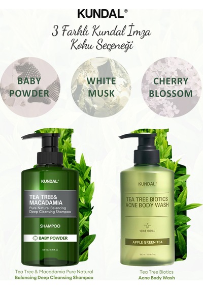 Kundal Baby Powder Tea Tree & Macadamia Deep Cleansing Shampoo 500 ML