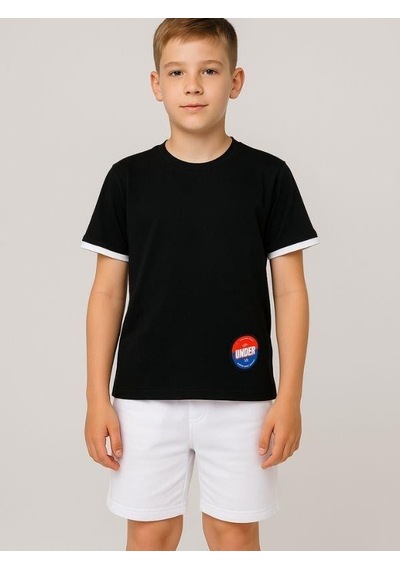 Çocuk Pamuklu Oversize Kalıp T-shirt-16012 SIYAH