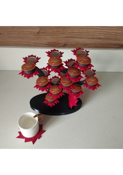 Akçaağaç Dekoratif Kahve Kapsül Standı Ve 2 Adet Bardak Altlığı-çift Taraflı Kullanım-37 Mm Ve 46 Mm Kapsül Uyumlu-mavi Kırmızı Akçaağaç Dekoratif Kahve Kapsül Standı Ve 2 Adet Bardak Altlığı-çift Taraflı Kullanım-37 Mm Ve 46 Mm Kapsül Uyumlu-mavi Kırmızı