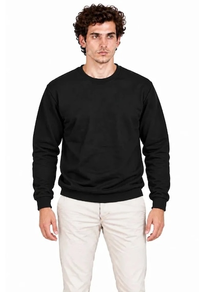 Modi Erkek 3lü Bisiklet Yaka İçi Şardonlu 2 İplik Düz Uzun Kollu Regular Fit Sweatshirt - Siyah - Bordo - Çok Renkli M