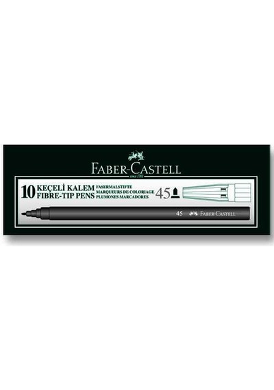 Faber Castell 45 Siyah Keçeli Kalem 10'Lu