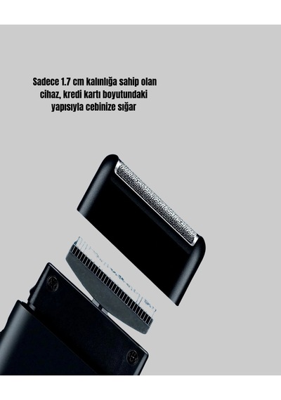 Kompakt Şarjlı Tıraş Makinesi Çift Yönlü Bıçaklı 45 Dakika Kullanım Süreli 1.5 Saat