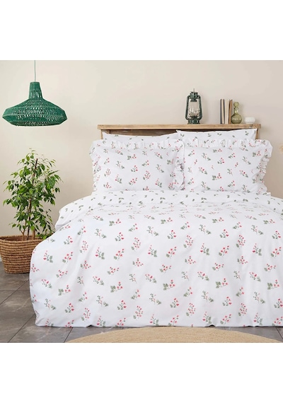 Karaca Home Silvie Fırfırlı %100 Pamuk Tek Kişilik Kişilik Nevresim Takımı Kırmızı Kırmızı