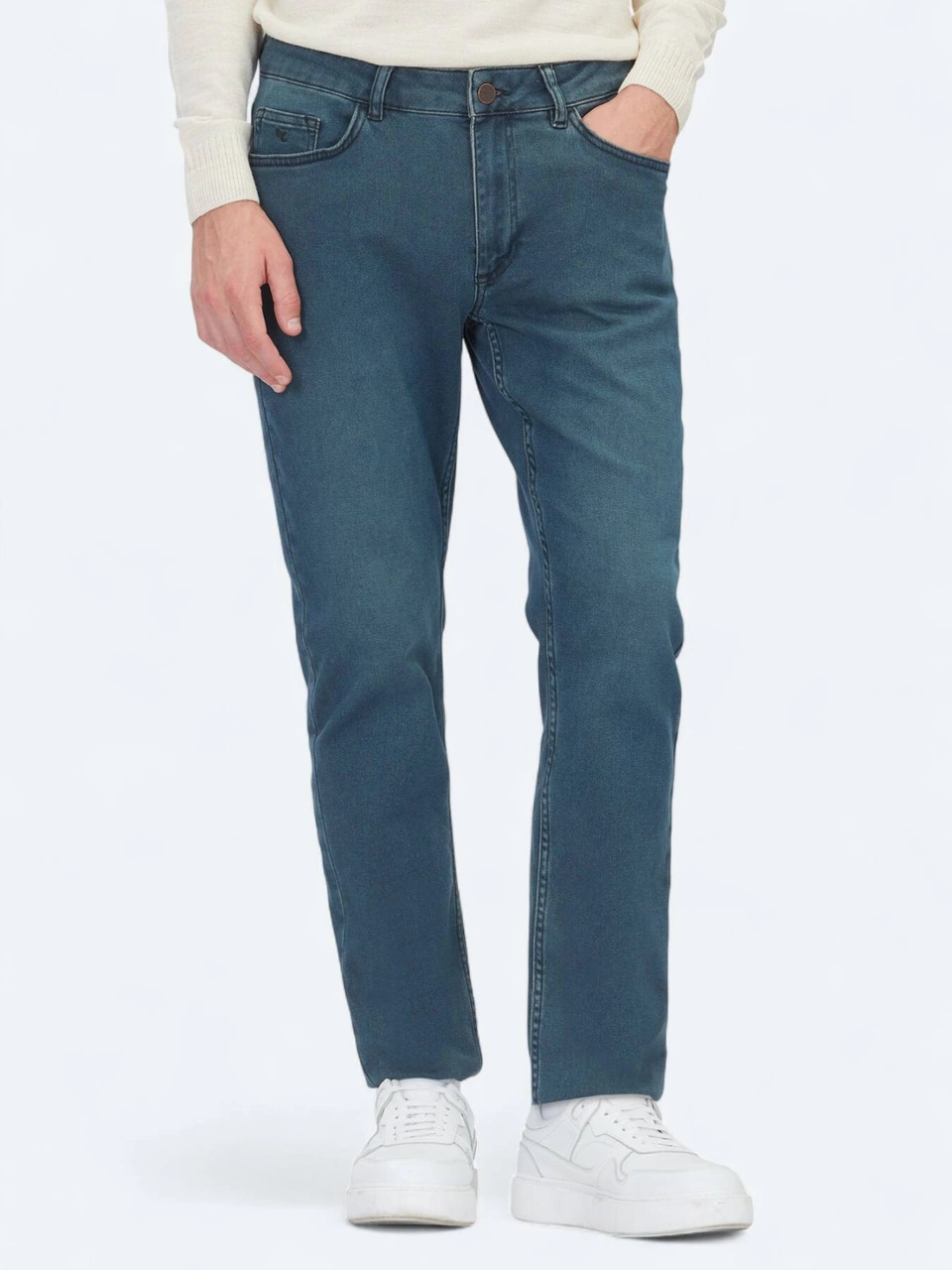 Kip Petrol Slim Fit Denim Pamuk Karışımlı Pantolon PETROL