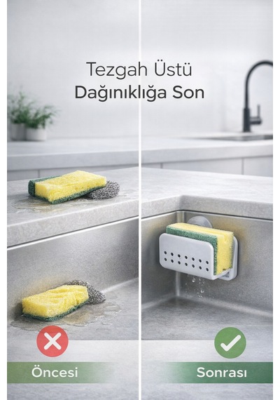 Vantuzlu Bulaşık Süngerliği Süngerlik Sünger Tutucu