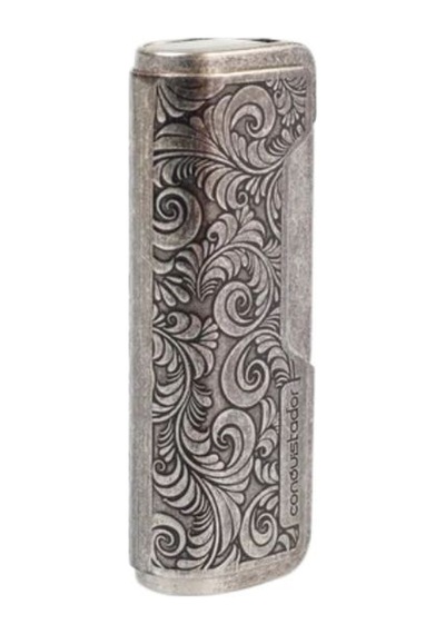 Conquistador 1li Torch İşlemeli Antik Gümüş Metal Puro Çakmağı 8008ct