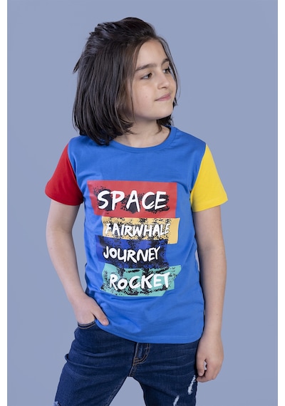 Toontoy Kids Toontoy Erkek Çocuk Kolları Garni Detaylı Baskılı Tişört Sarı