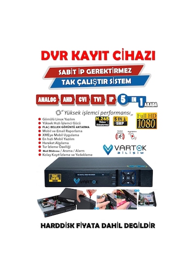 8 Kanal Ultra Hd H265 Dvr Kayıt Cihazı -hareket- Araç Ve İns