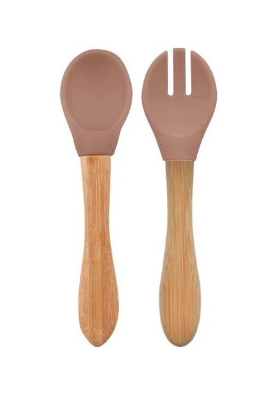 Oioi Mama Kaşığı Ve Çatal Seti Woody Brown Kahverengi