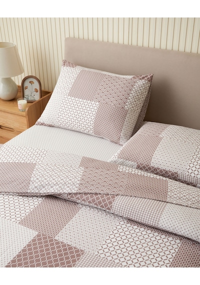 English Home Chain Patch Kolay Ütülenir Çift Kişilik Nevresim Takımı 200x220 Cm Mürdüm