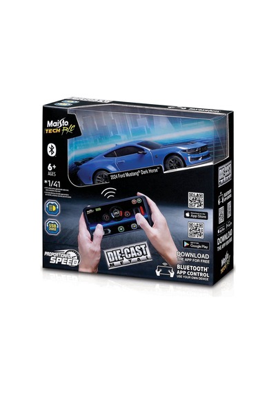Maisto 1/41 Die-cast Metal Bluetooth App Kontrollü Araba - 2024 Ford Mustang Dark Horse Renkli