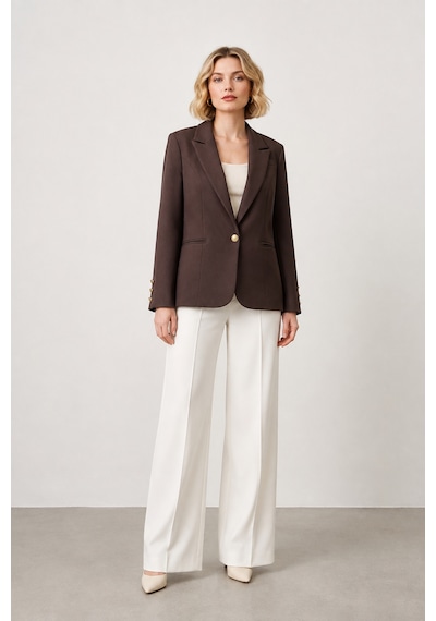 Bihan Store Kadın Tek Düğmeli Blazer Ceket 3 Düğme Kol Detaylı Y26-ce 414 - Kahverengi Kahve Bihan Store Kadın Tek Düğmeli Blazer Ceket 3 Düğme Kol Detaylı Y26-ce 414 - Kahverengi Kahve