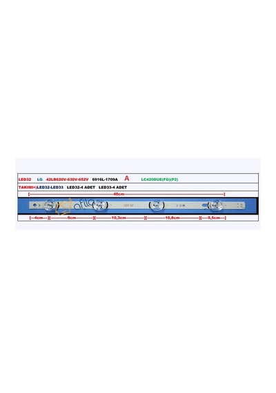 Lg Lc420due Fg P2, 42lb620v, 6916l-1709a, 6916l-1956a, 6916l-1957a, 42lb585v-620v Tv Led Çubuk A 1 Adet