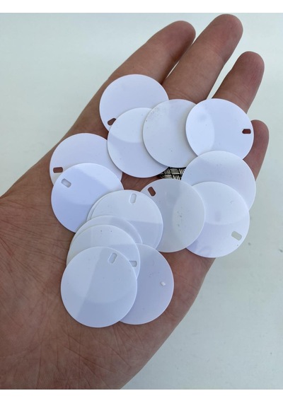 Yuvarlak Elbise Pvc Payet Pul Beyaz 30mm 625 Gram