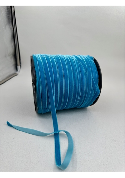 Paşateks- 1 Cm Düz Kadife-5 Metre Turkuaz