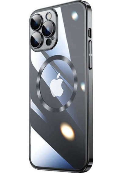 Apple Uyumlu iPhone 14 Pro Max Kılıf Wireless Şarj Özellikli Sert Pc Zore Riksos M-safe Kapak Siyah
