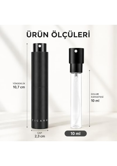 Parfüm Şişesi 10 Ml 3'lü Set Cep Parfüm Şişesi Doldurulabilir Parfüm Doldurma Şişesi Seyahat Boy Parfüm Şişesi Doldurma Aparatları Dahil Siyah Parfümşişesi,