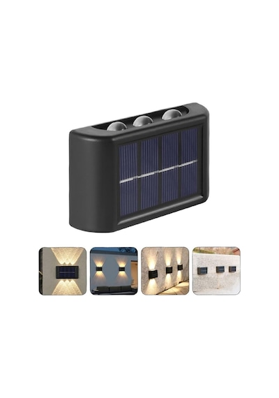 Shopzum Duvar Lambası 4lü Set Solar Aplik Siyah