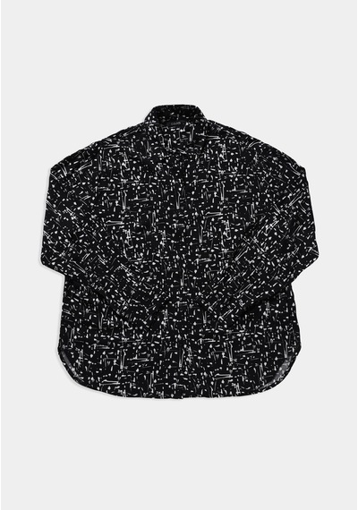 Colin's Colins Boyfriend Fit Shirt Neck Baskılı Kadın Siyah Uzun Kol Gömlek Cl1081697 Q1.v1 Blk