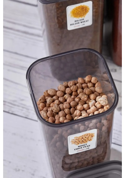 44 Adet 88 Parça Mega Erzak Bakliyat Saklama Kabı Set 1.7l-1.1l-500ml-300ml Kiler Düzenleyici Gri - 749422805 Gri