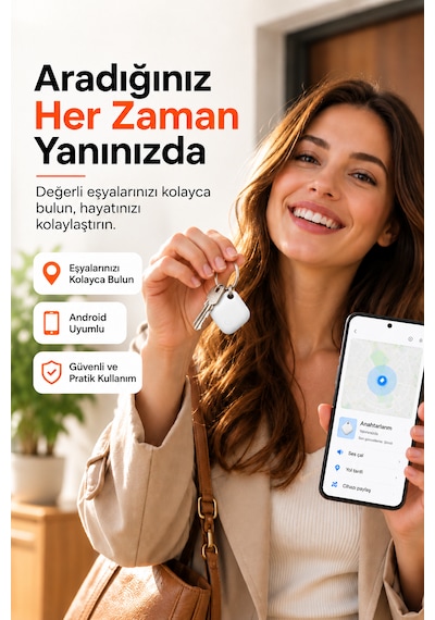Kensa Airtag Apple iOS Uyumlu & Android Uyumlu Akıllı Takip Cihazı Sesli Bulma Özellikli Beyaz