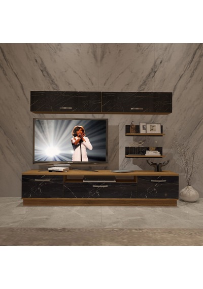 Decoraktiv Trendstyle 5 Mdf Tv Ünitesi Tv Sehpası Pera - Siyah Mermer