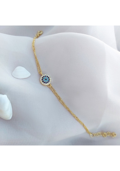 Vaoov 925 Ayar Gümüş Gold Nazar Bileklik