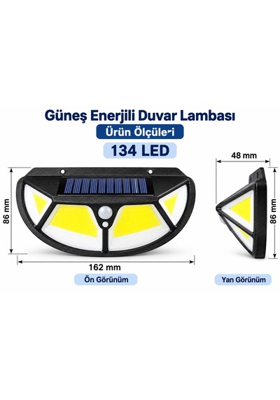 Sh-122 Güneş Enerjili Solar Bahçe Sokak Aydınlatması 3 Yönlü Aydınlatma Soğuğa Sıcağa Dayanıklı Duvara Monte