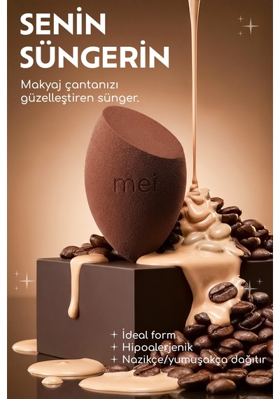 Makyaj Süngeri Fondöten Emmeyen Sponge Coffee Cup Hijyenik Walnut 1 Pro 1 Mini