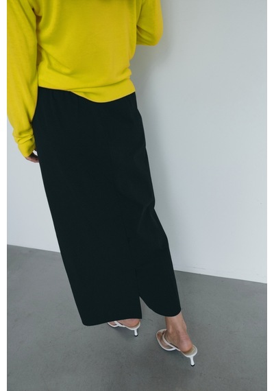 Suud Collection Siyah Nora Yıkamalı Gabardin Etek
