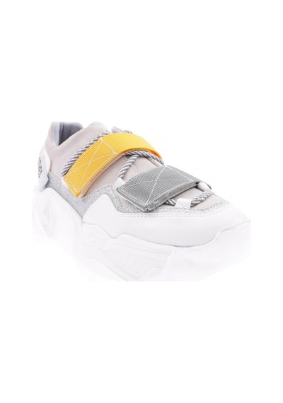 Dgn 65140-22y Kadın Mega Kalın Taban Simli Cırtlı Sneakers Ayakkabı Beyaz Multi