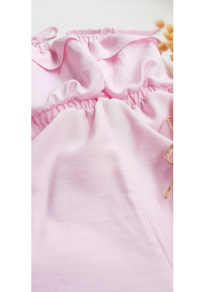 Nar Çiçeği Kız Bebek Keten İp Askılı Tulum-Pembe