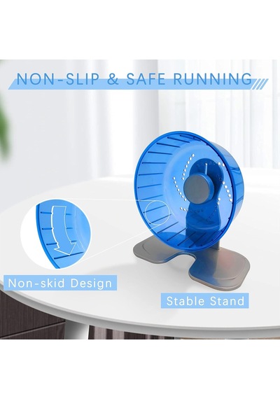 Hamster Egzersiz Tekerleği, Sessiz Spinner Hamster Koşu Tekerlekleri, Çap 21 Cm, Mavi