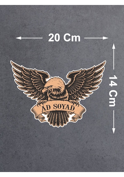 Kişiye Özel Ad Soyad Kartal Sticker - Kartal Eagle Beşiktaş Sticker - Araba Oto Motosiklet Karavan Sticker - 00070 20x14 Cm