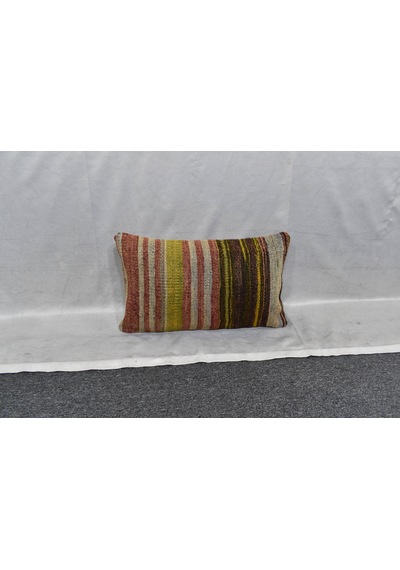 Zehra Abla Halı Yeni El Dokuma Dekoratif Lumbar Kilim Kırlent Yastık Kılıfı 6119